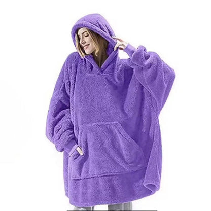 Women’s Winter Hoodie Sweatshirt with Big Pocket | Cozy Fleece-Lined Hooded Tops | Elegant Oversized Pullover Sweatshirt | Modern Relaxed Fit Winter Clothes for Ladies | 2026 Trendy Solid Color Streetwear Hoodie