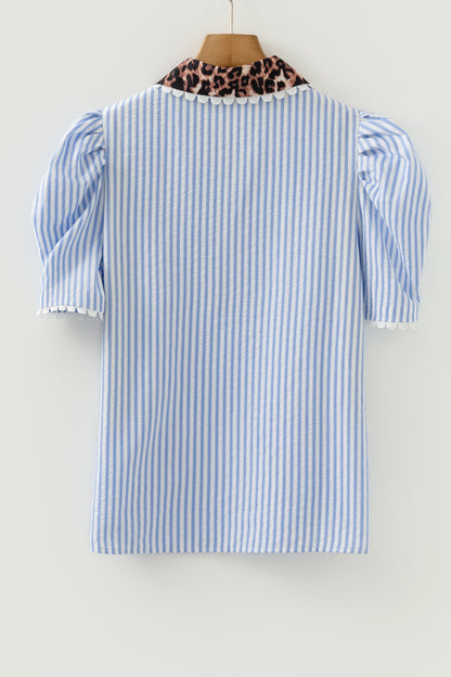 Threaded Pear Andie Sleeve Patchwork Collar Blouse