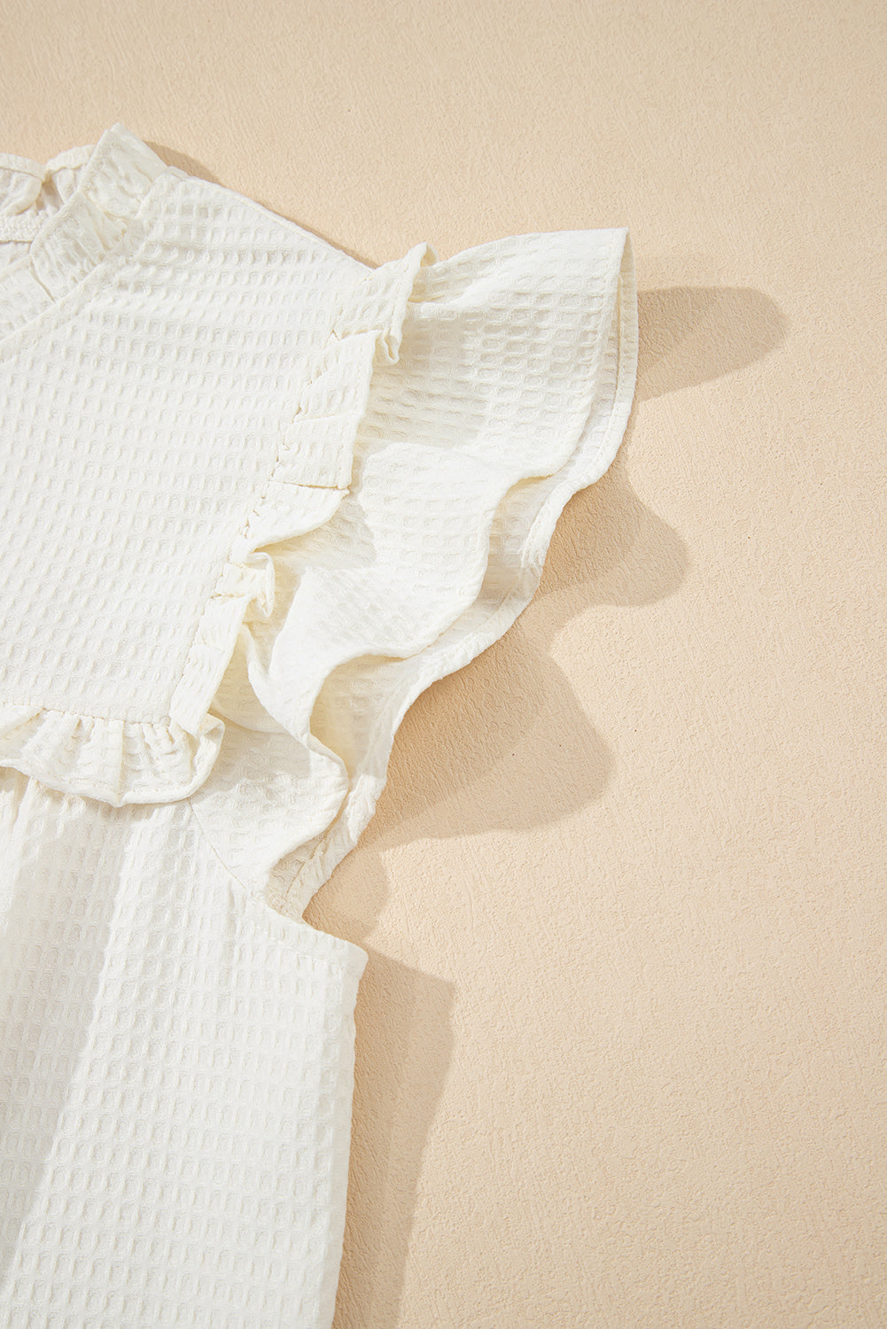 Threaded Pear Ava Trim Waffle Knit Blouse