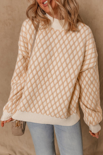 Threaded Pear Ximena Rhombus Textured Knit Sweater