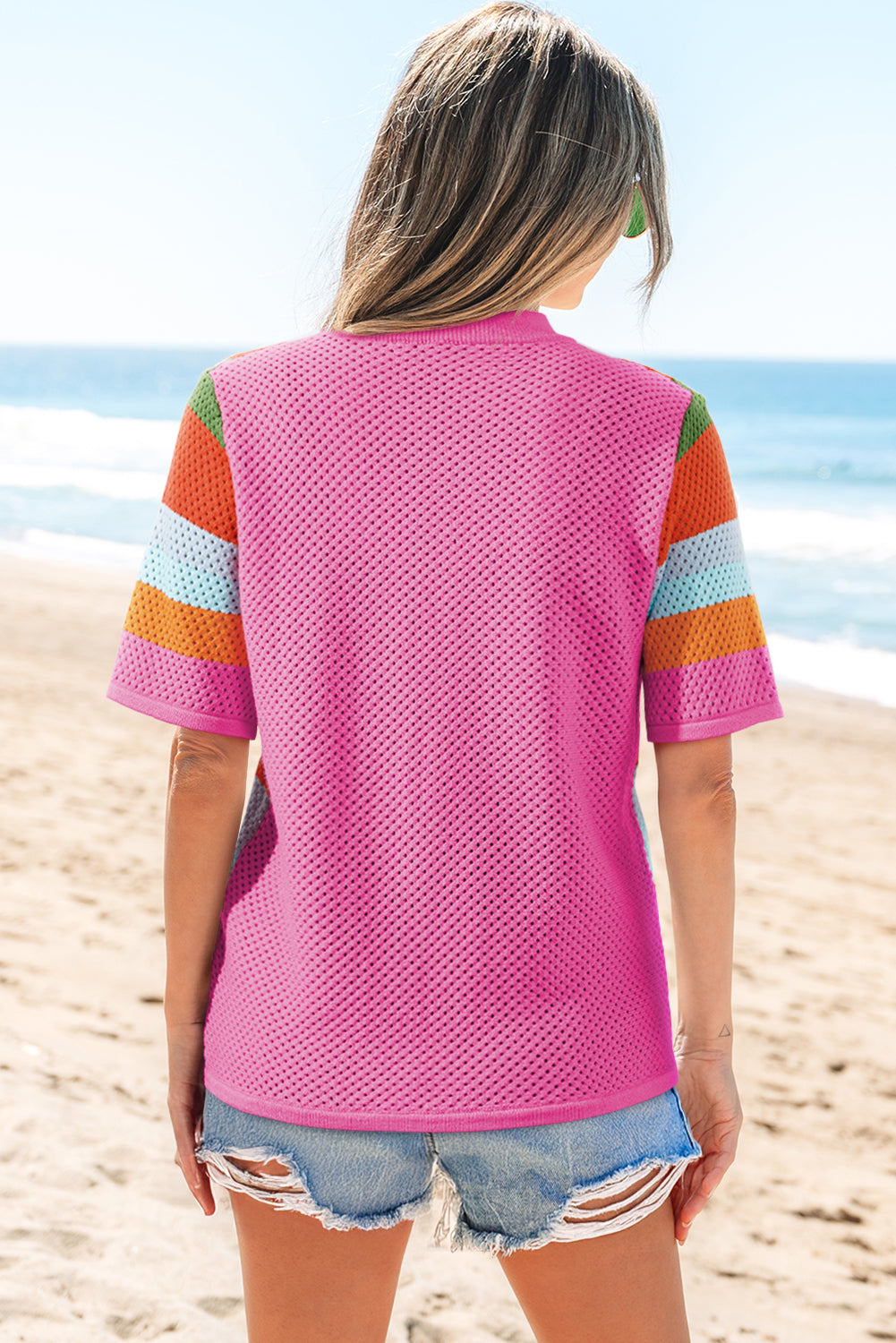 Threaded Pear Marianna Eyelet Casual Sweater Top