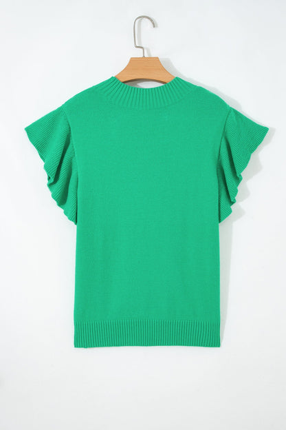 Threaded Pear Alexis Ruffle Short Sleeve Sweater