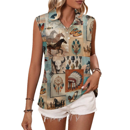 Bohemian Dreams Sleeveless Polo Tank Top