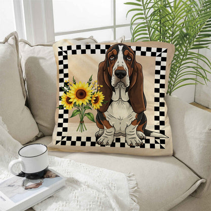 Basset Hound Throw Pillow Case Made in America