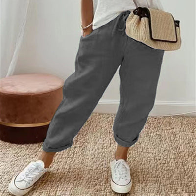 Women’s Premium Cotton-Linen Casual Pants | Breathable Solid Color Trousers | Elegant Relaxed Fit Summer Pants | Trendy Minimalist High-Rise Bottoms | 2026 Sustainable Fashion Collection