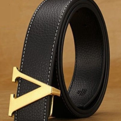 Men’s Personalized Leather Letter Belt | Initial Buckle Designer Style Belt for Men | Luxury Alphabet Motif Leather Waistband | Trendy Custom Letter Fashion Belt