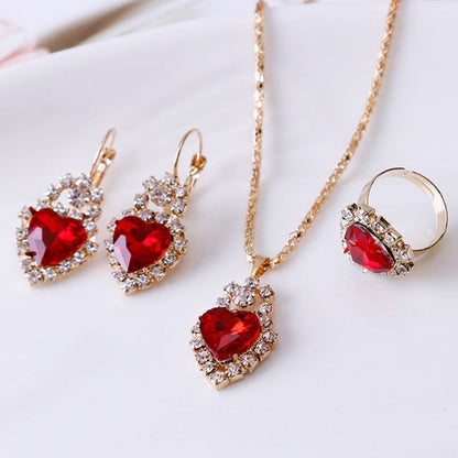 Water Drop Rhinestone Jewelry Set for Women | Elegant Teardrop Necklace, Earrings & Ring Suite | Luxury Crystal Bridal Jewelry Set | Trendy Sparkly Wedding Anniversary Gift | 2026 High-Fashion Evening Party Accessories