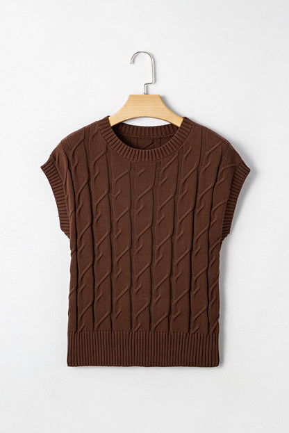 Threaded Pear Lyrajira Texture Short Sleeve Sweater