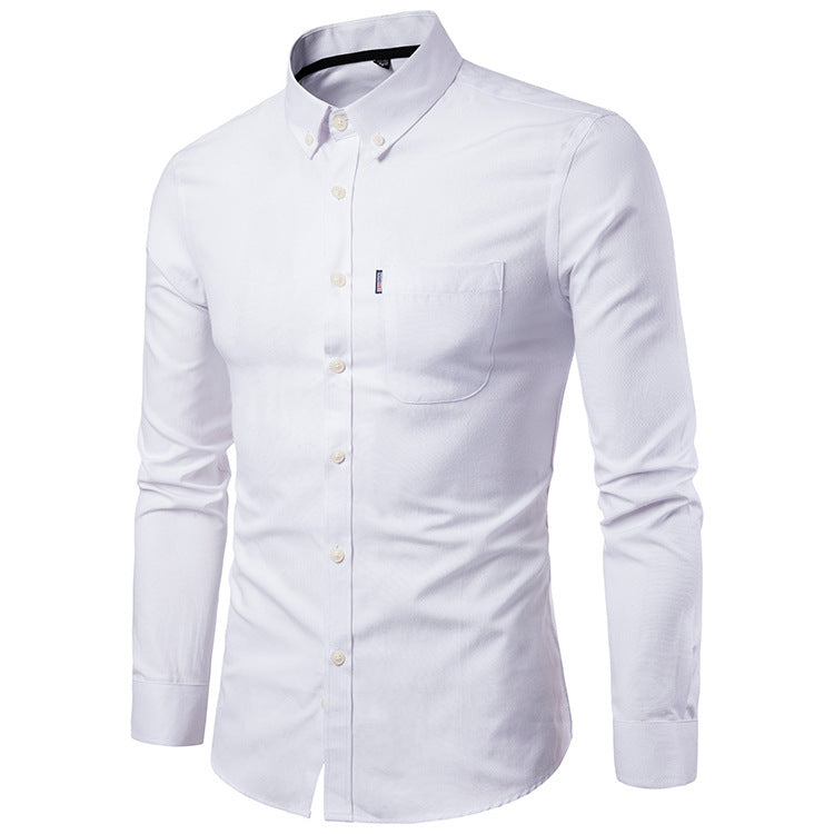 Men’s Korean Style Slim Fit Dress Shirt | Premium Long Sleeve K-Fashion Formal Shirt | Minimalist Tailored Men’s Professional Clothes