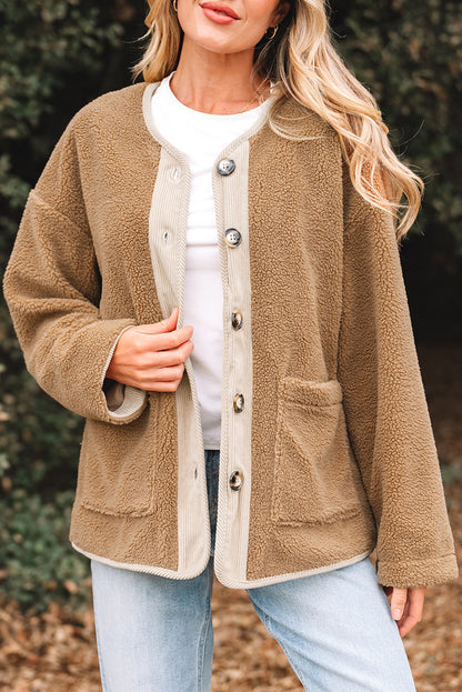 Threaded Pear Lilisha Corduroy Edge Patchwork Jacket