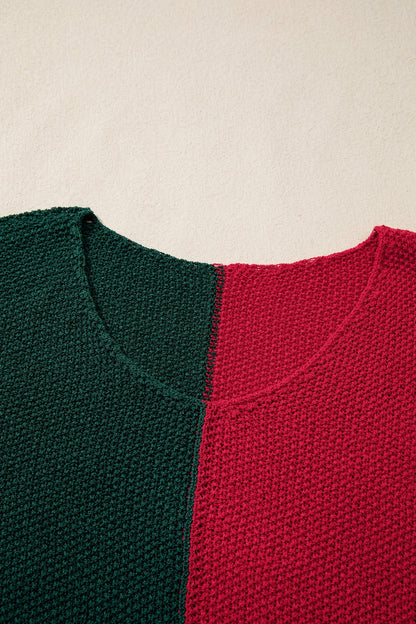 Threaded Pear Demi Block Knit Loose Sweater
