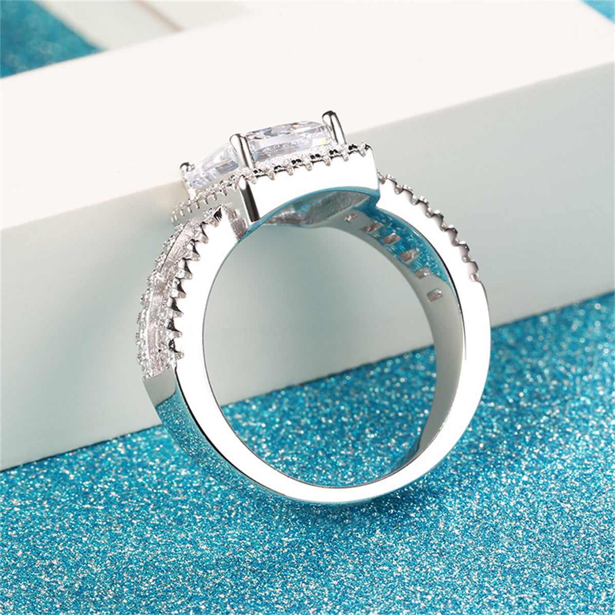 Cubic Zirconia & Crystal Silvertone Radiant-Cut Ring