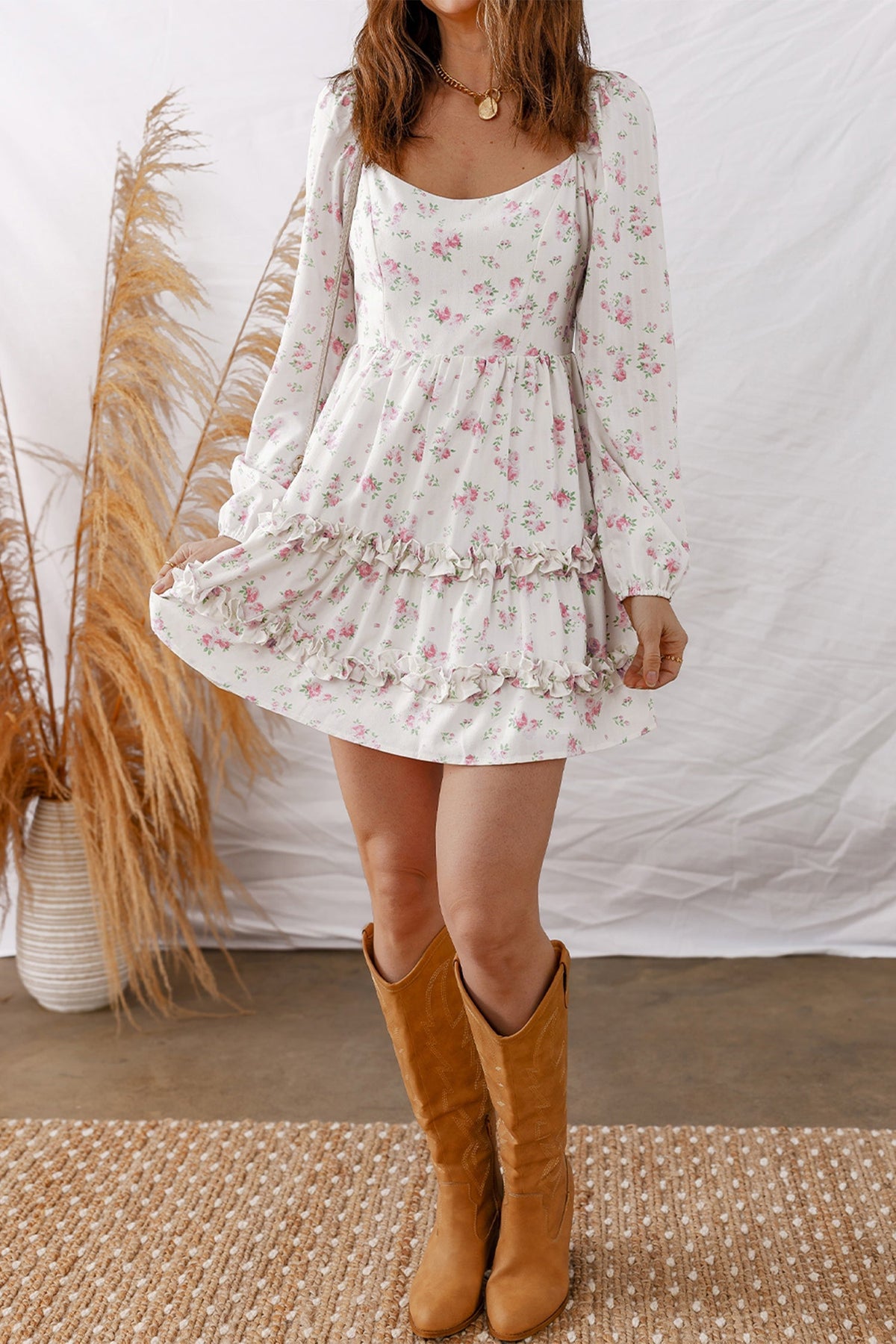 Threaded Pear Lottie Detail Flared Mini Dress