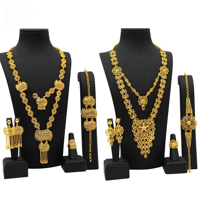 4-Piece Wedding Jewelry Set for Women | Elegant Crystal Necklace, Bracelet, Ring & Earrings Suite | Luxury Bridal Accessories Set | Trendy Sparkly Wedding Jewelry | 2026 High-Fashion Formal Evening Jewelry Set