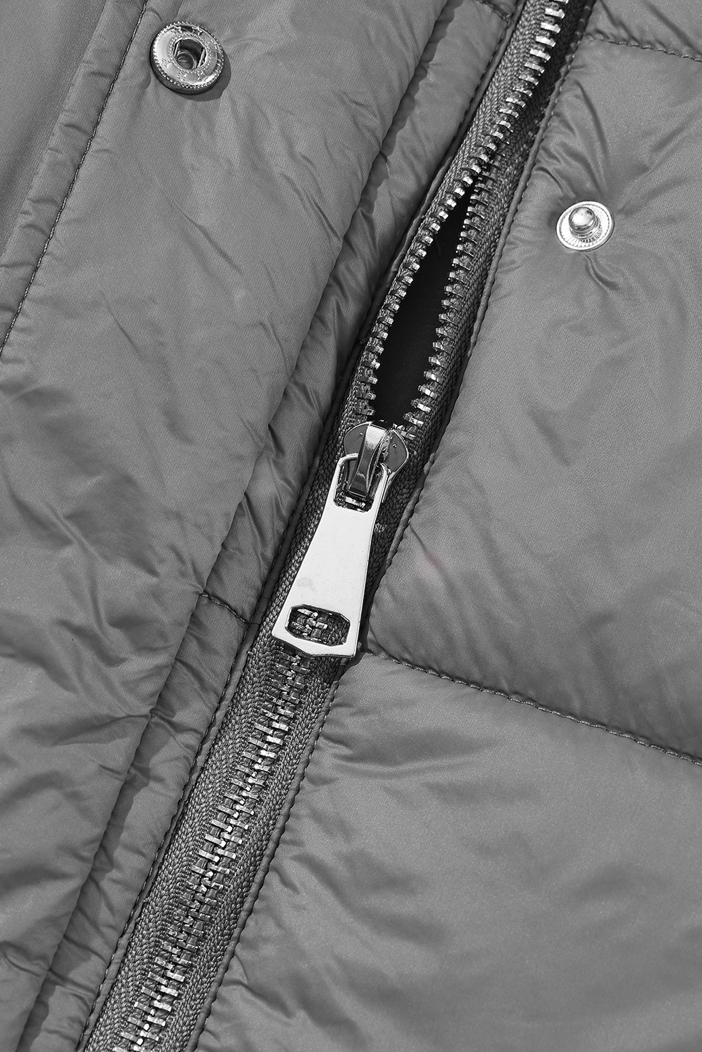 Threaded Pear Black Hooded Long Quilted Vest PLUS Coat