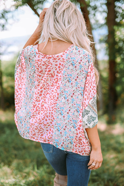 Threaded Pear Elora Mix Print Cape Top