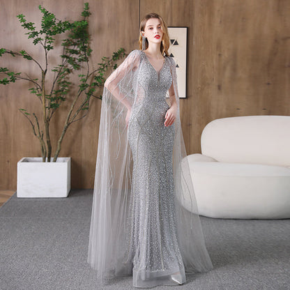 Elegant Fishtail Banquet Evening Dress | Slimming Mermaid Silhouette Host Gown | Sophisticated Formal Gala Dress for Women | Luxury Figure-Hugging Red Carpet Dress