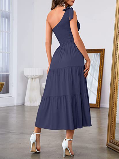 Women’s One-Shoulder Pleated Layered Hem Split Dress | High-Sense Formal Evening Gown | Trendy Minimalist Asymmetrical Party Dress | Luxury-Label Statuesque Radiant Occasion Wear | 2026 High-Fashion Emerald-Luxe Essential
