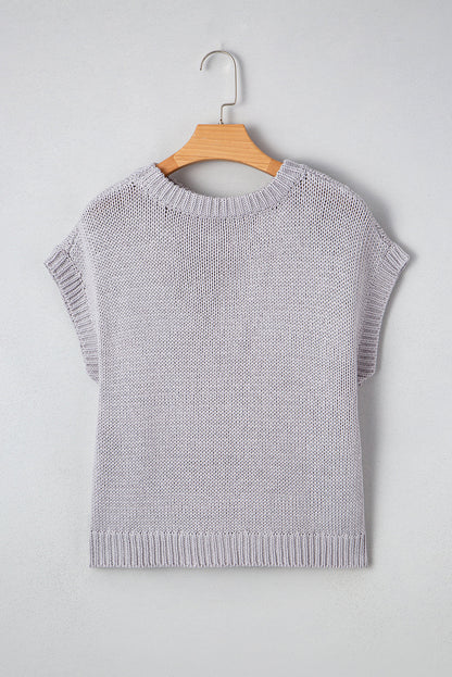 Threaded Pear Sara Bowknot Applique Cap Sleeve Sweater