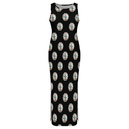 Baha Ranch Silver Concho Slit Maxi Dress