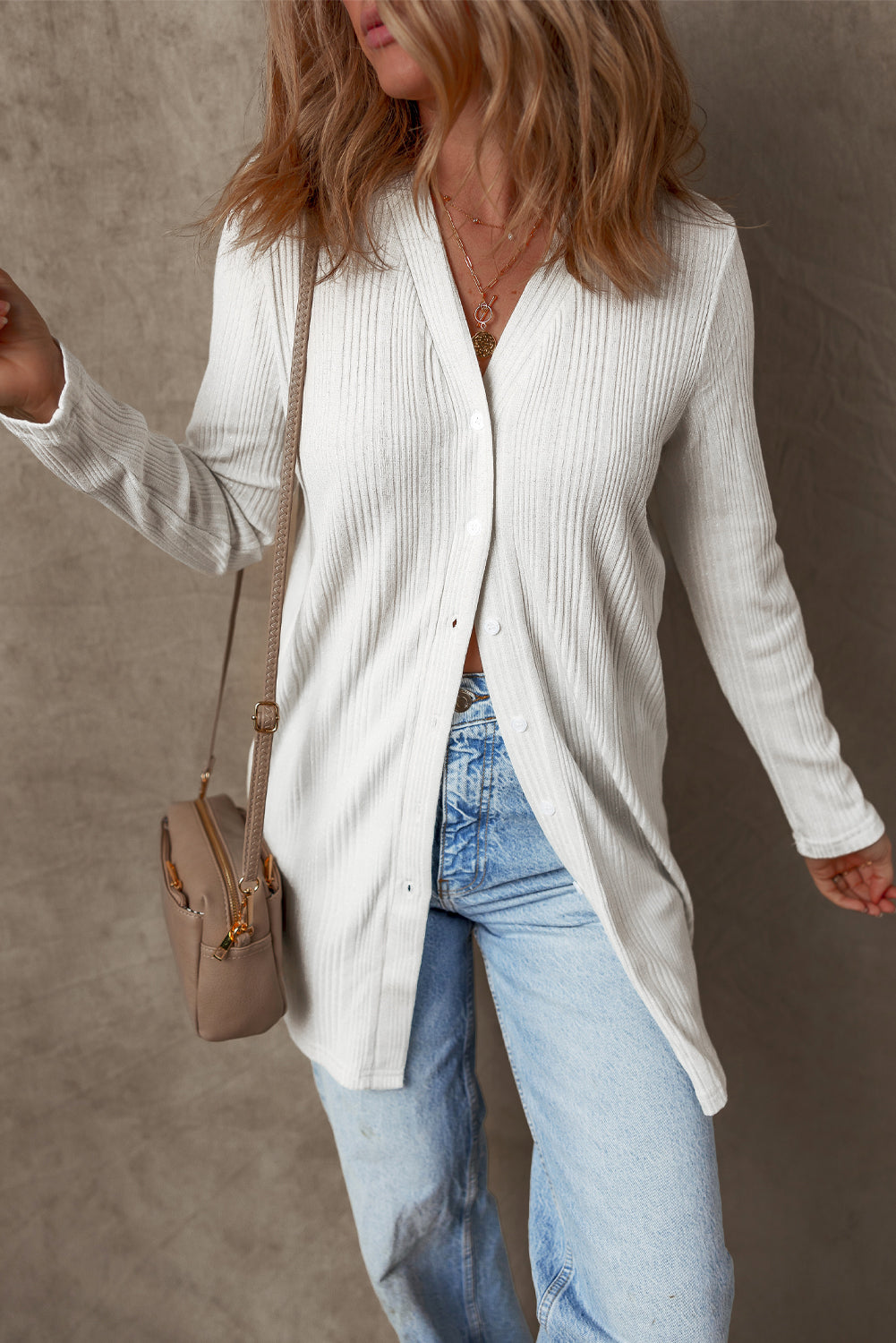 Threaded Pear Gianna Ribbed Up Tunic Cardigan