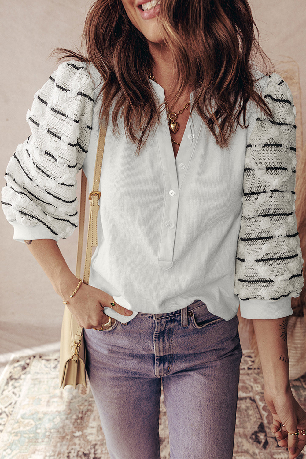 Threaded Pear Rosa Patchwork Rib Knit Top