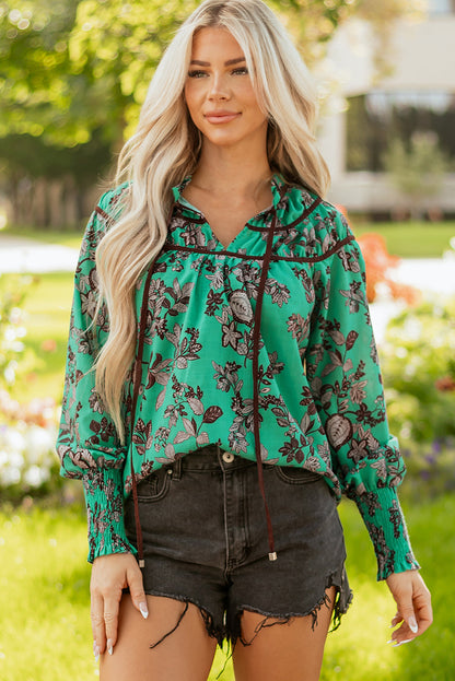Threaded Pear Elouise Shirred Puff Sleeve Blouse