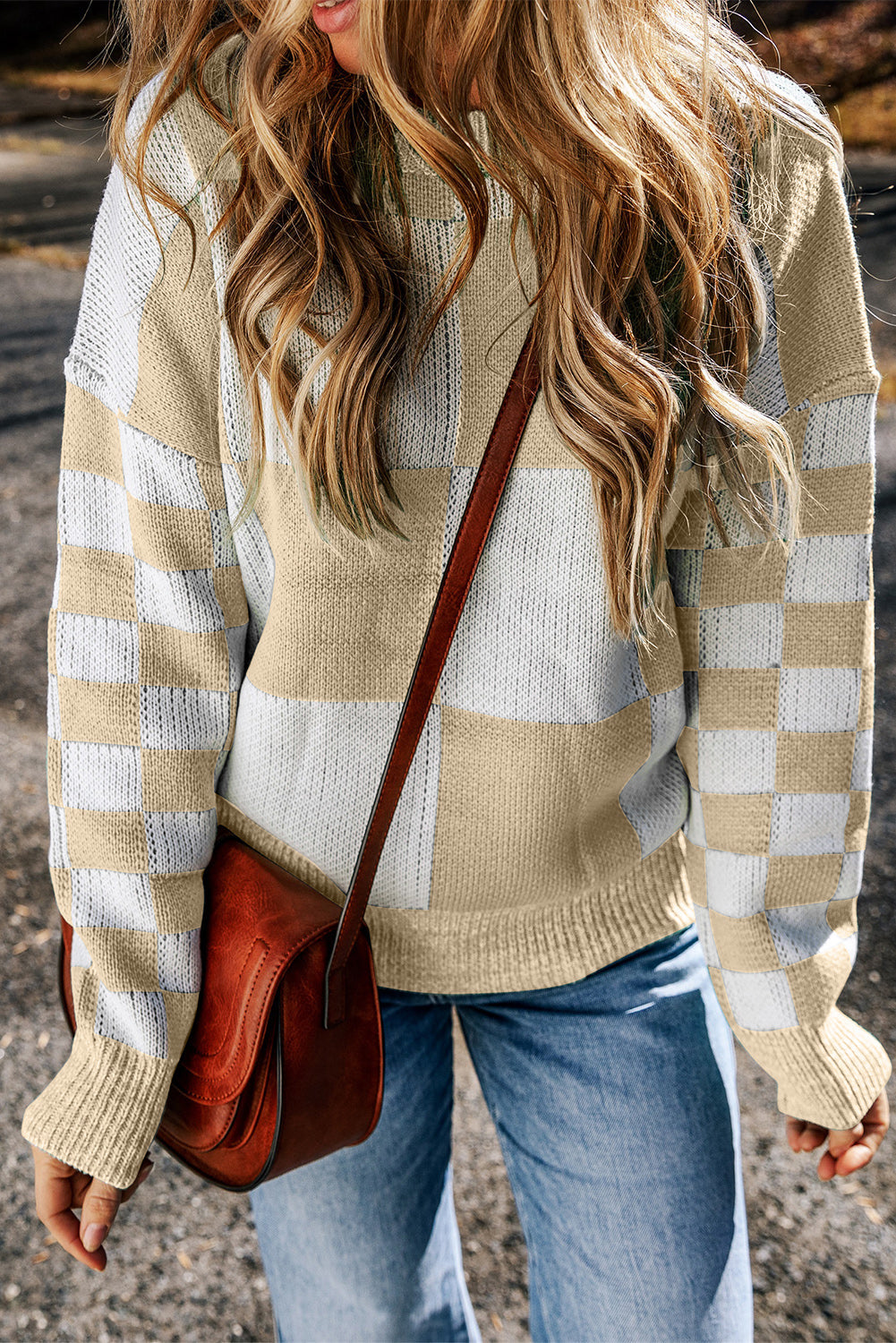 Threaded Pear Vivifira Print Drop Shoulder Sweater