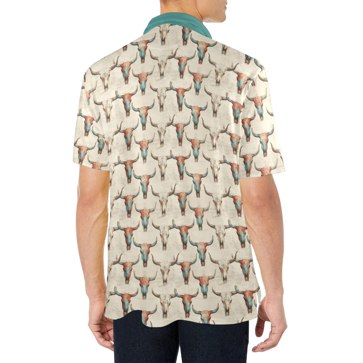Baha Ranch Colored Skulls Men's Polo Style Shirt