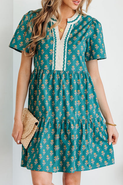 Threaded Pear Clover Short Sleeve Floral Dress