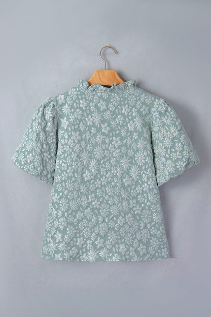 Adalyn Jacquard Puff Sleeve Blouse