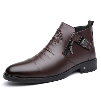 Men’s Retro Wide-Fit Ankle Boots | Trendy Side-Chain Leather Boots | Classic Vintage-Style Biker Boots for Men | High-Sense Comfortable Wide-Toe Boots | 2026 High-Fashion Urban Streetwear Footwear
