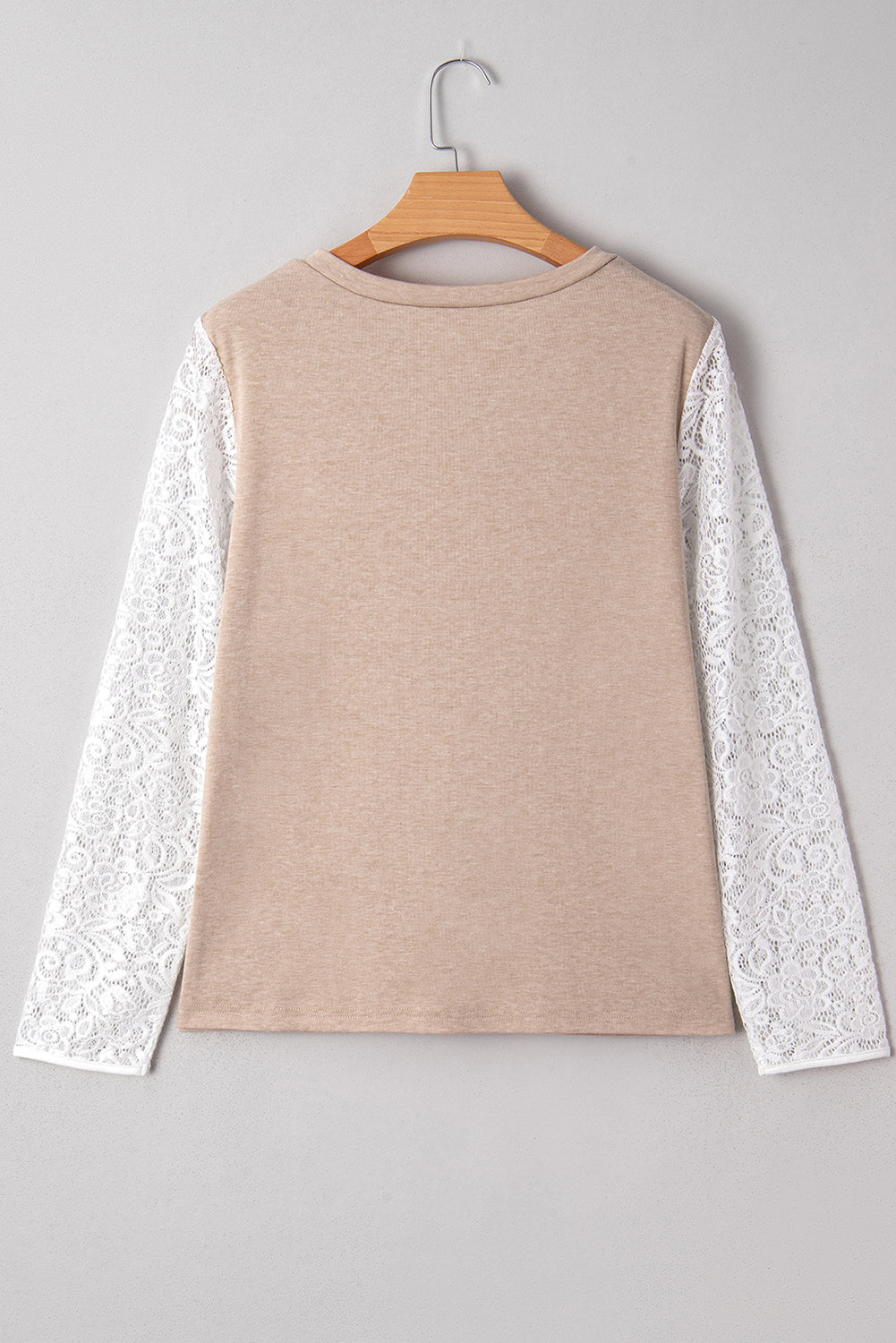 Threaded Pear Penny Contrast Lace Patchwork Long Sleeve Top