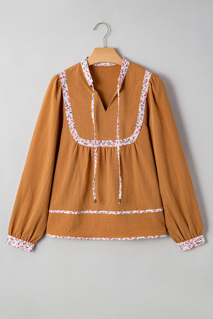 Threaded Pear Iridora Long Puff Sleeve Blouse