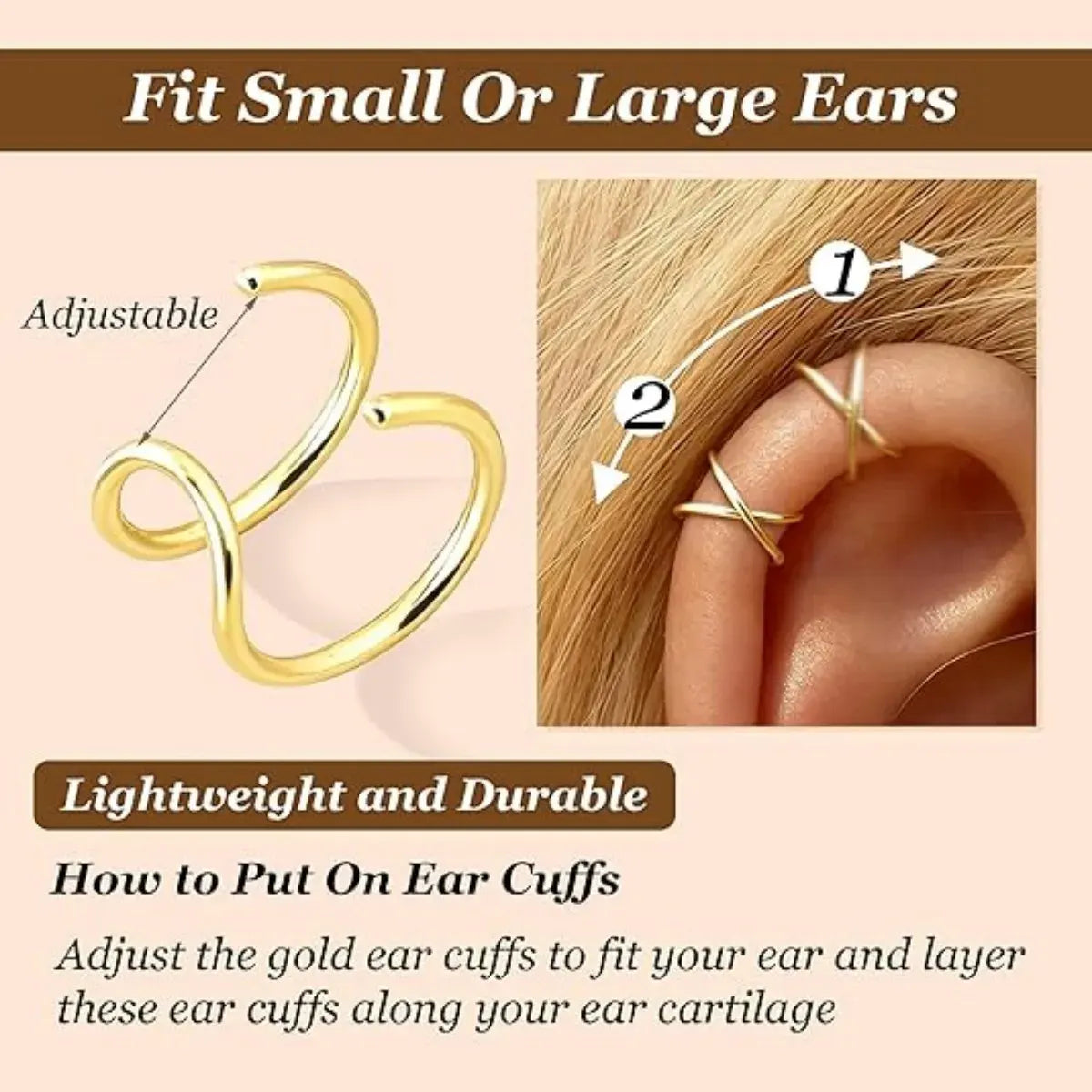 Crisscross Wrap Ear Cuff for Non-Pierced Ears