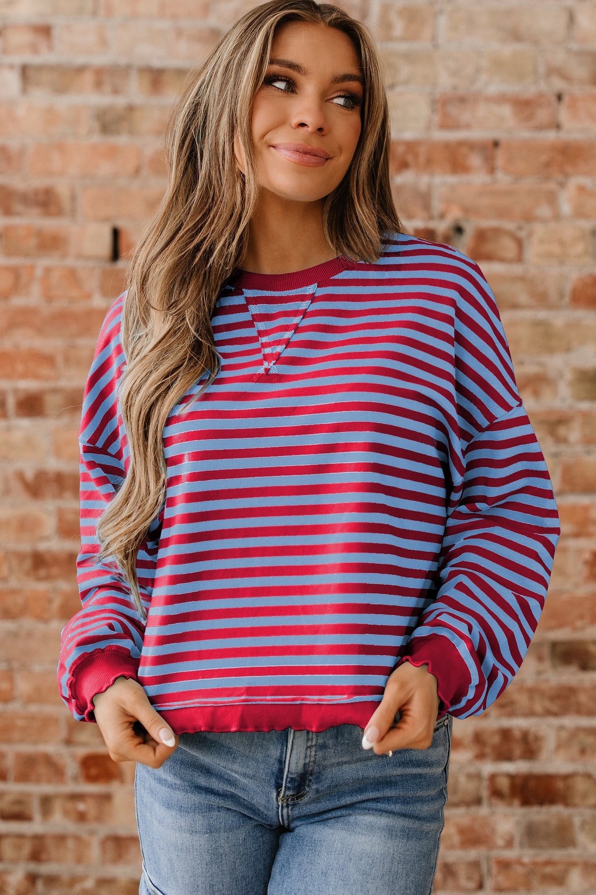 Threaded Pear Zuri Ribbed Trim Oversize Sweatshirt