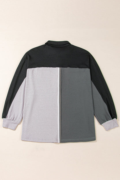 Threaded Pear Kehlani Ribbed Collared Oversized Sweatshirt