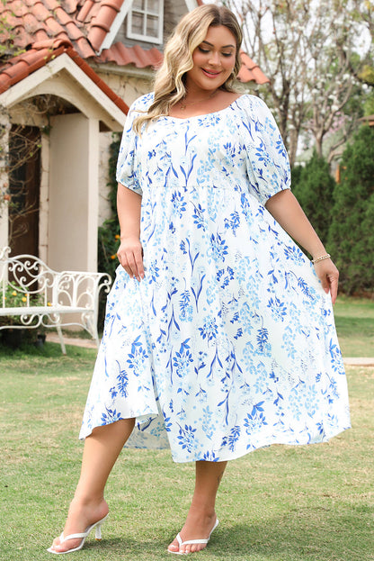 Threaded Pear Gia Plus Size Floral Midi Dress
