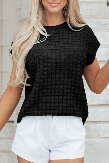 Threaded Pear Marina Textured Short Sleeve Sweater