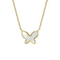 14k Gold Plated with Mother of Pearl Butterfly Pendant Layering Necklace for Kids