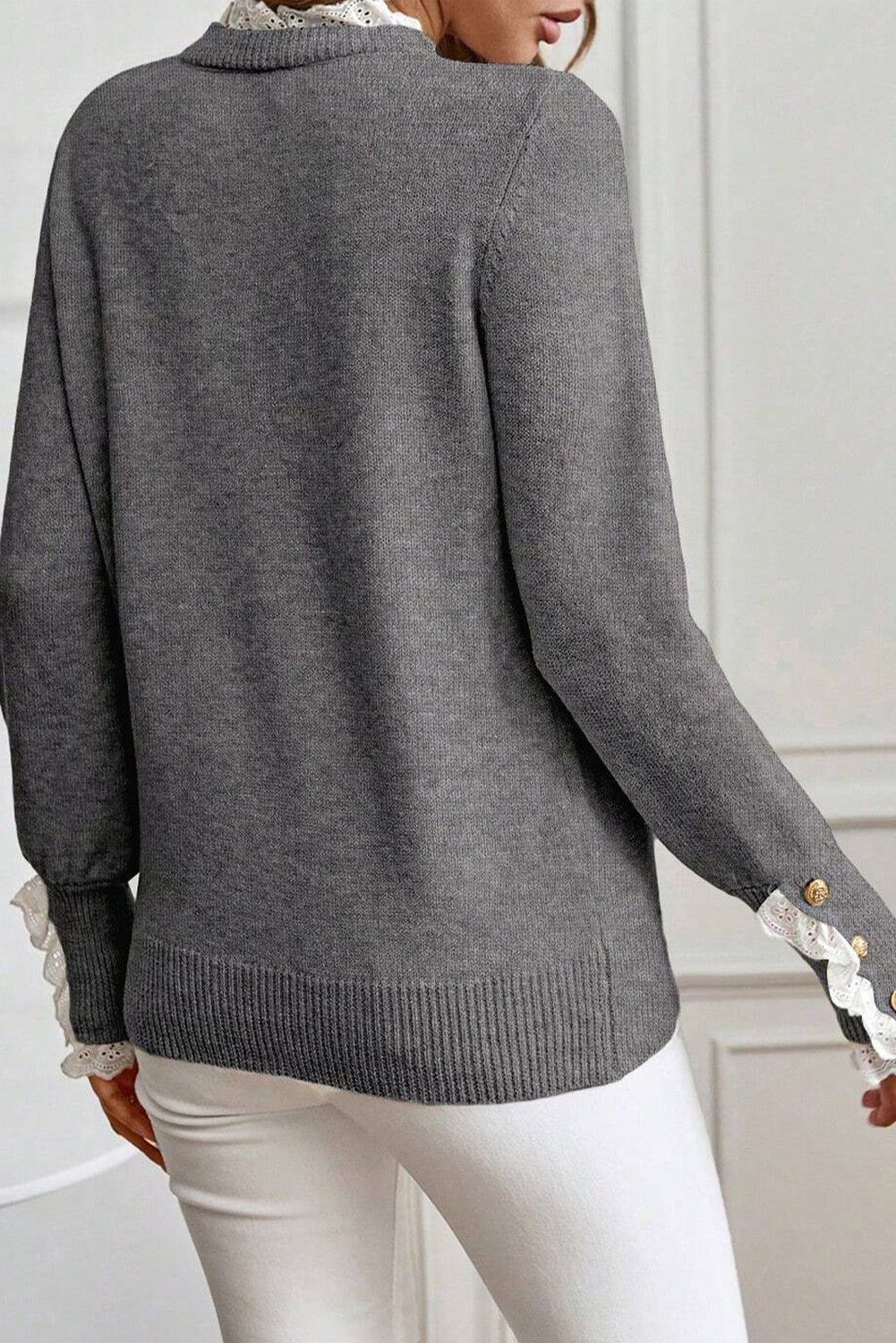 Threaded Pear Katelyn Patchwork Cuffs Loose Sweater