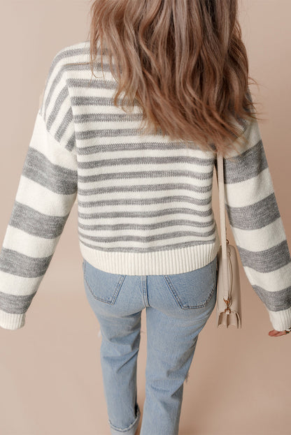 Threaded Pear Dylan Stripe Drop Shoulder Sweater