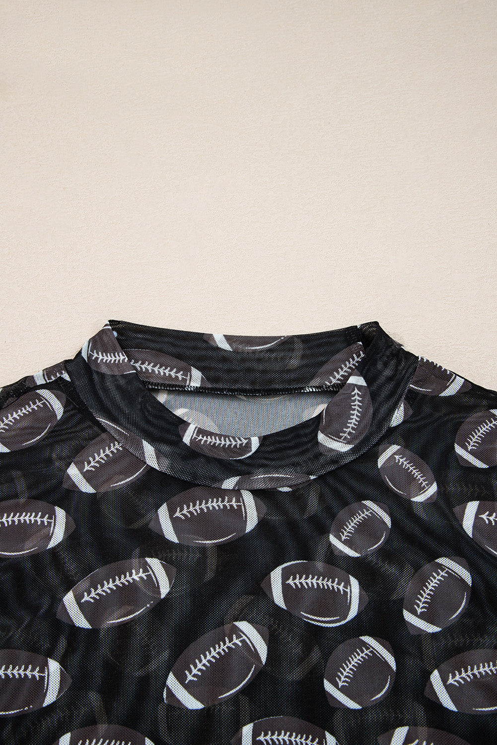 Threaded Pear Maci Rugby Mesh Sheer Long Sleeve Top