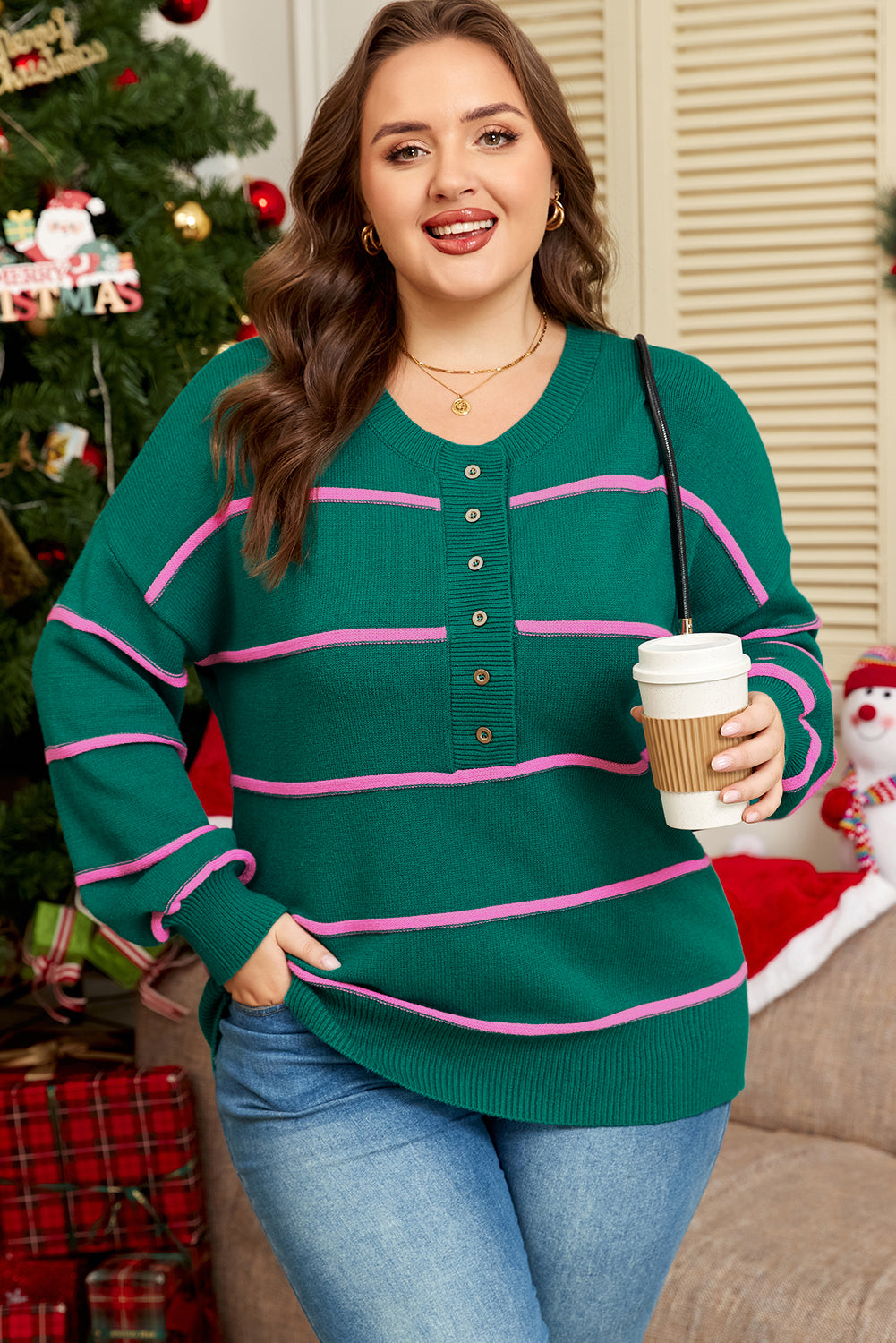 Threaded Pear Coraline Half Drop Shoulder PLUS Sweater