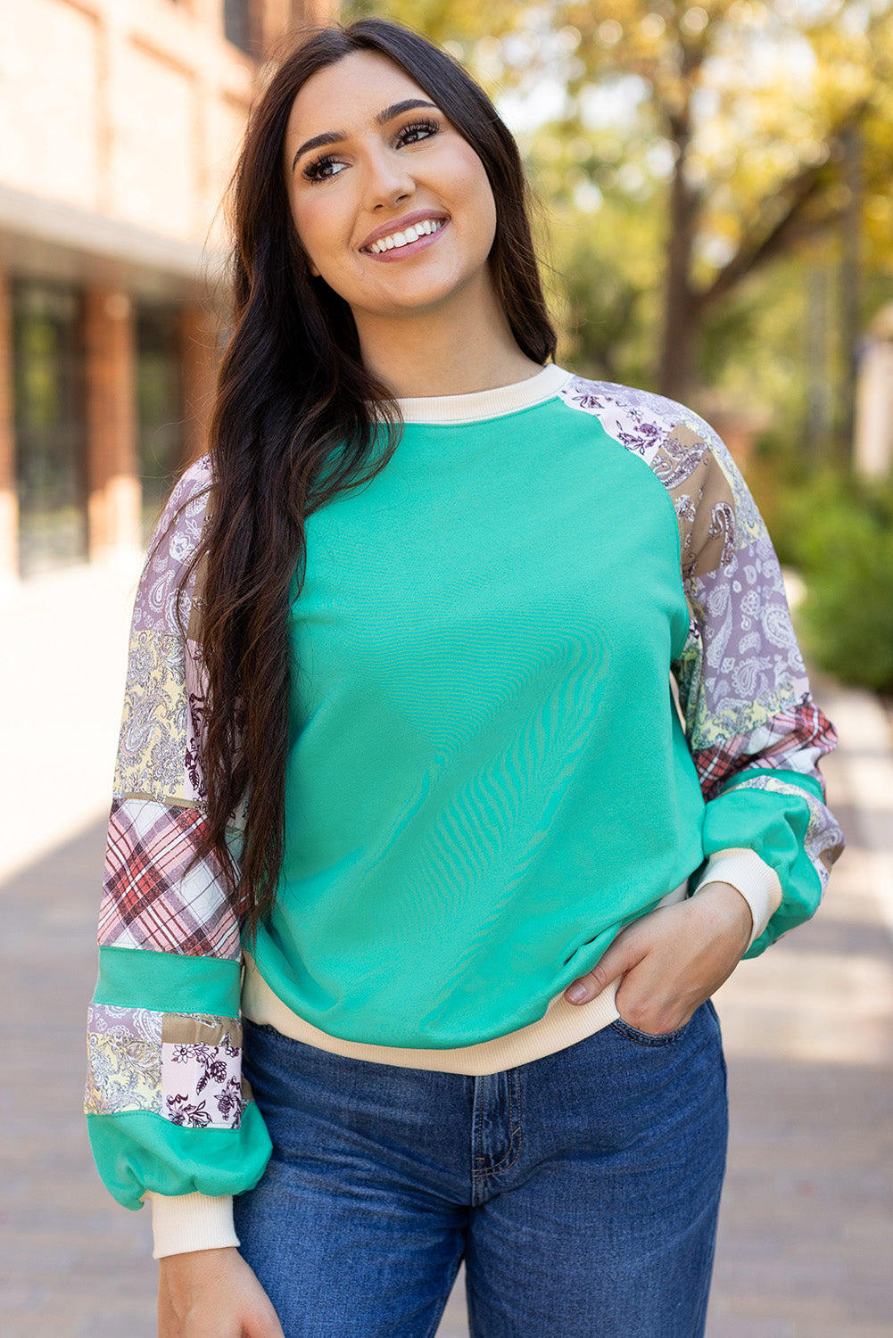 Threaded Pear Maeve Sleeve Raglan top Long Sleeve Top