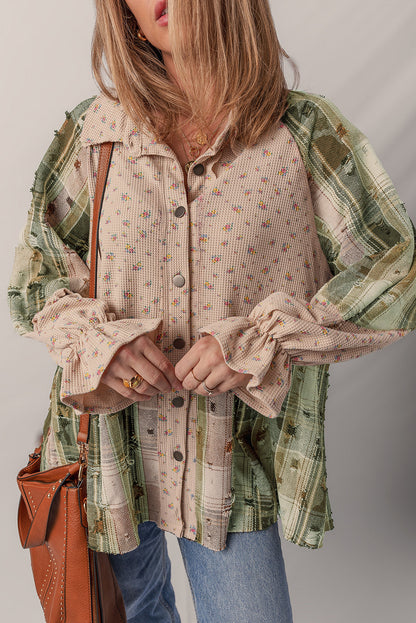 Threaded Pear Emma Sleeve Waffle Knit Shacket