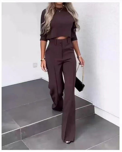 Women's Elegant Solid Color Half Sleeve Short Top