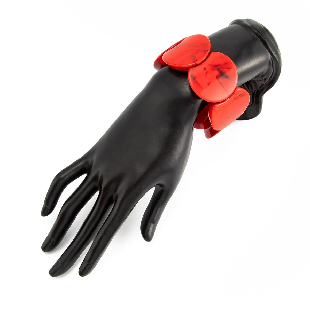 Dark Red Resin Notched Circular Stretch Bracelet