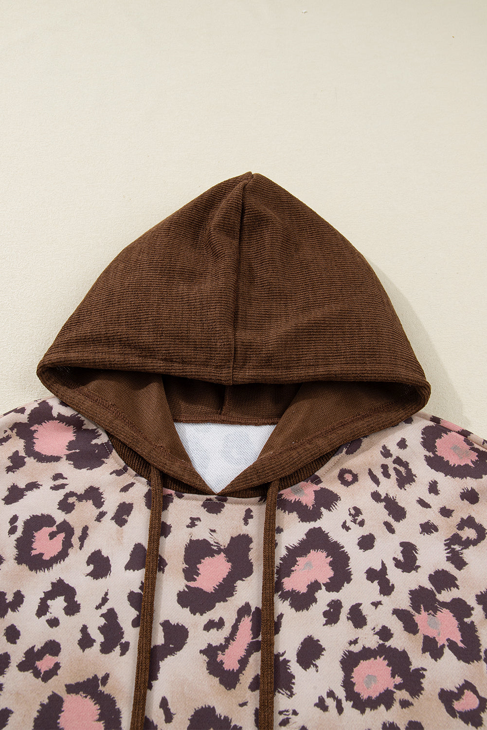 Threaded Pear Scarlett Print Knit Patchwork Hoodie