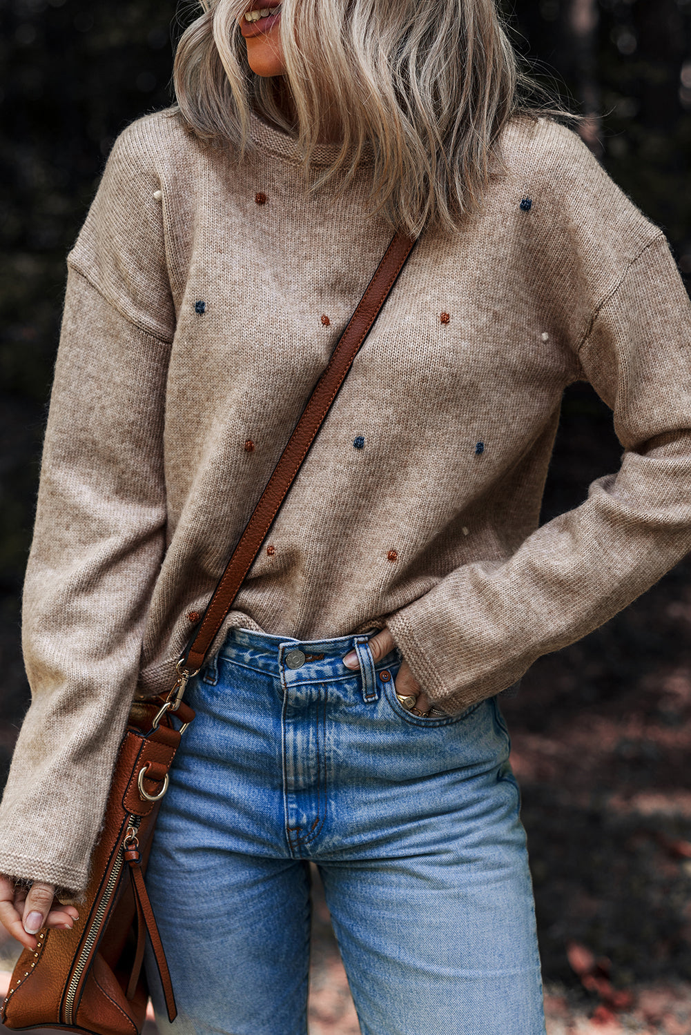 Threaded Pear Abigail Detail Drop Shoulder Sweater